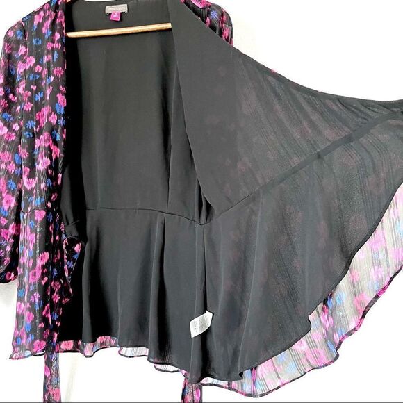 Vince Camuto Twilight Floral Wrap Blouse Size M - Picture 8 of 11